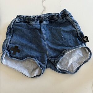 nununu Dark Blue Kids Shorts with Black cross Patch